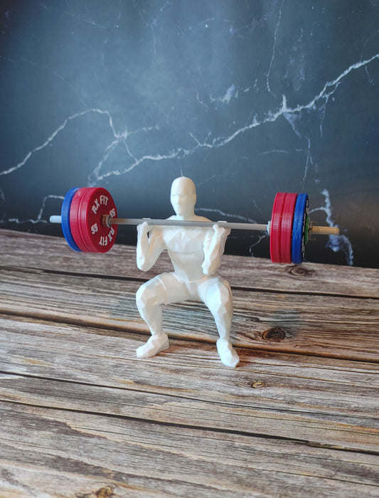 Power Clean Man, Show off your lift-Crossfit gift, Weightlifting, Powerlifting Statue and Barbell, Miniature Barbell weights for gym rats