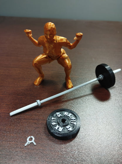 Back Squat Woman, Show off your lift-Crossfit gift, Weightlifting, Powerlifting Statue and Barbell, Miniature Barbell weights for gym rats