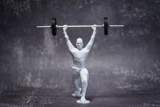 Split Jerk Man, show off your lift, crossfit, Weightlifting, Powerlifting Statue and Barbell, Miniature Barbell weights for gym goers