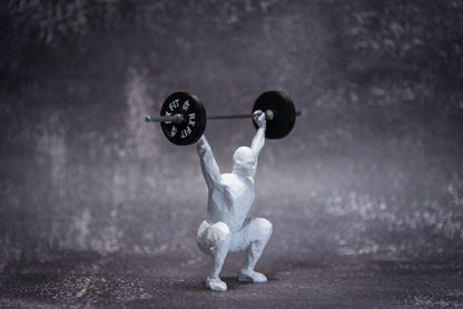 Olympic Snatch Man, show off your lift, crossfit, Weightlifting, Powerlifting Statue and Barbell, Miniature Barbell weights for gym goers