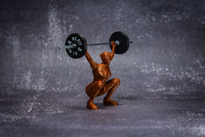 Olympic Snatch Woman, show off your lift, crossfit, Weightlifting, Powerlifting Statue and Barbell, Miniature Barbell weights for gym goers