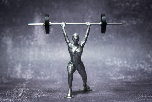 Split Jerk Woman, show off your lift, crossfit, Weightlifting, Powerlifting Statue and Barbell, Miniature Barbell weights for gym goers