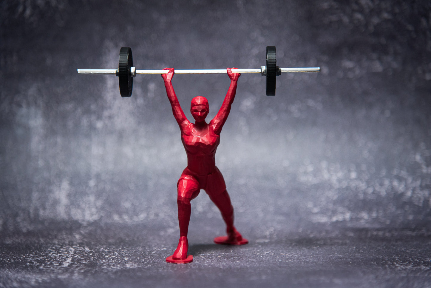 Split Jerk Woman, show off your lift, crossfit, Weightlifting, Powerlifting Statue and Barbell, Miniature Barbell weights for gym goers