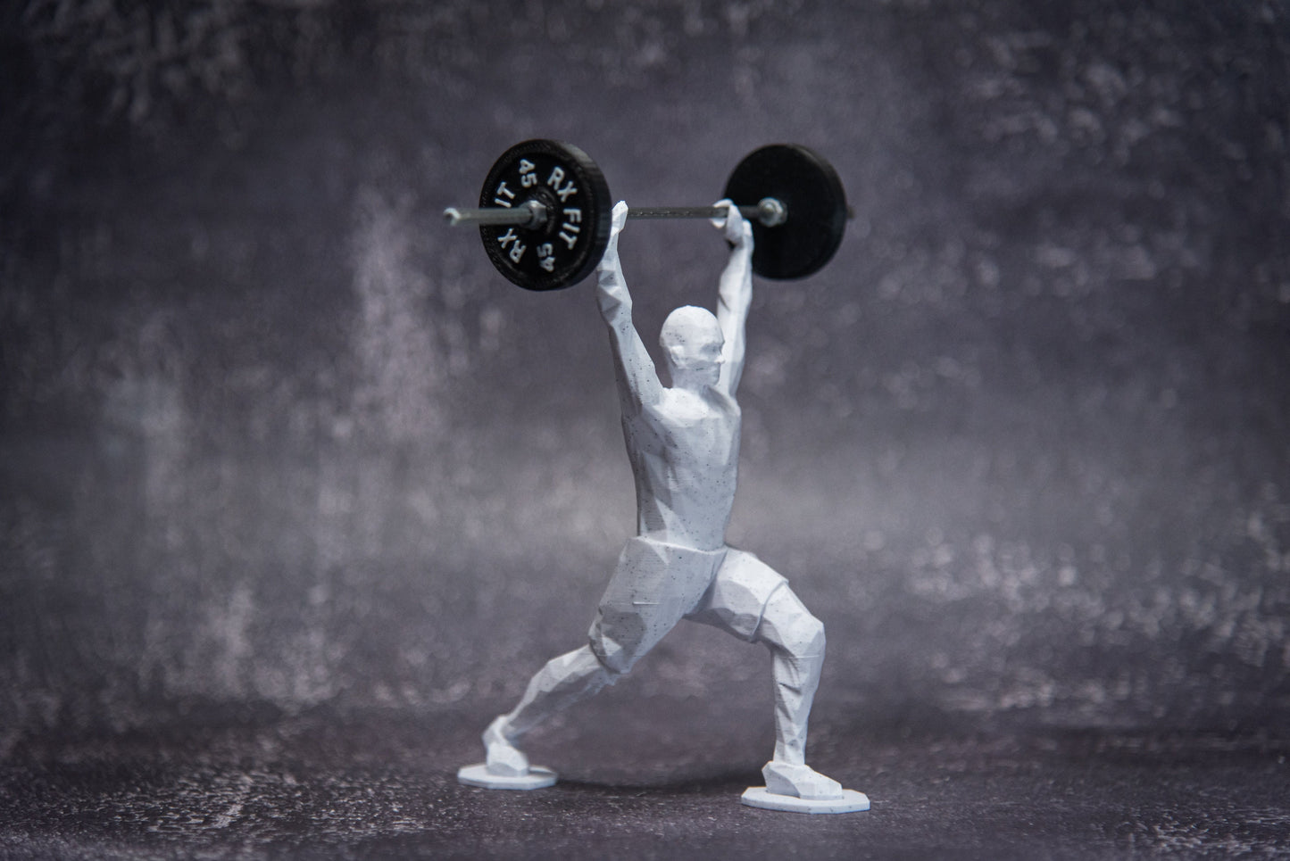 Split Jerk Man, show off your lift, crossfit, Weightlifting, Powerlifting Statue and Barbell, Miniature Barbell weights for gym goers